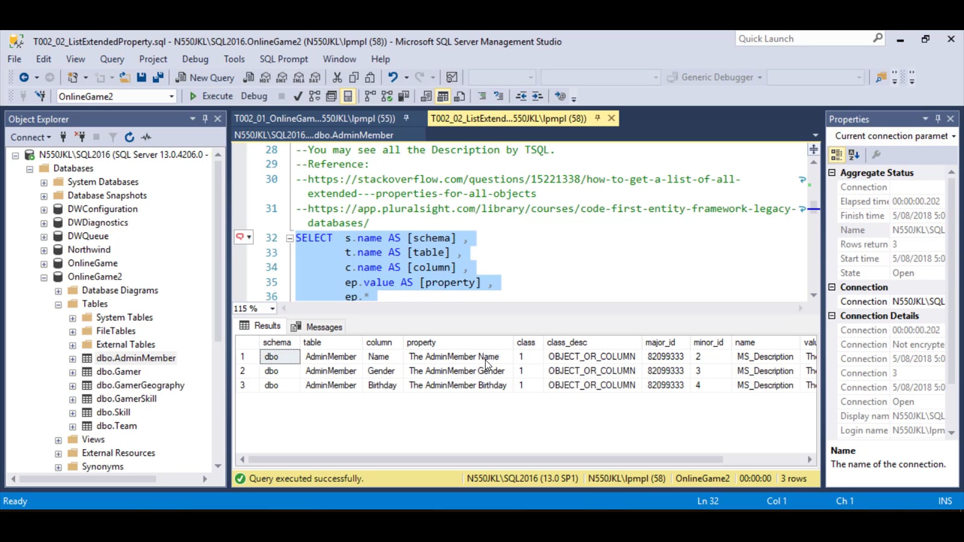 T002_17_IncludeComments, IncludeExtendedPropertyComments_ColumnDescription.mp4