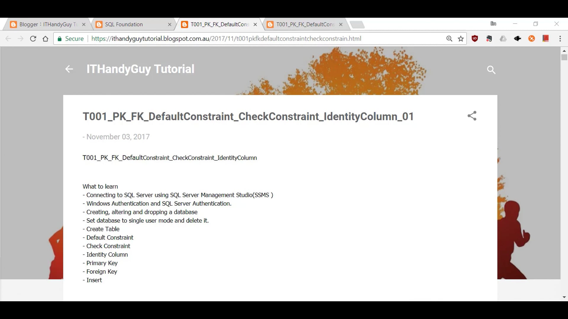 Tutorial 01講義 入門PK、FK、DefaultConstraint、CheckConstraint、IdentityColumn.MP4